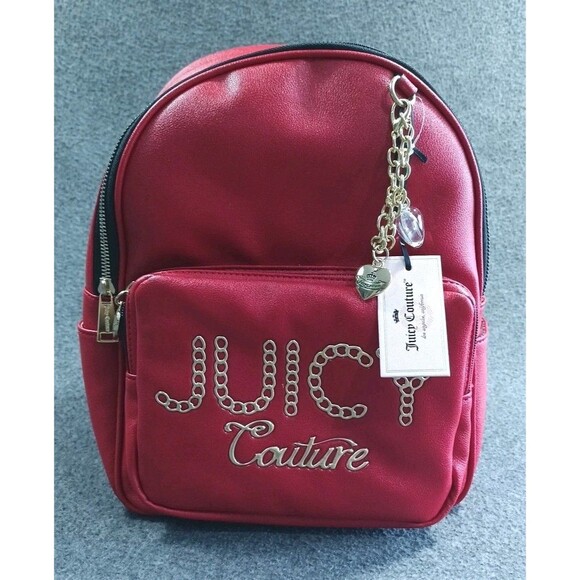 NWT Juicy Couture Lime Light Backpack CHILI RED 12Hx10Wx5D GOLD DETAILS - Picture 1 of 15